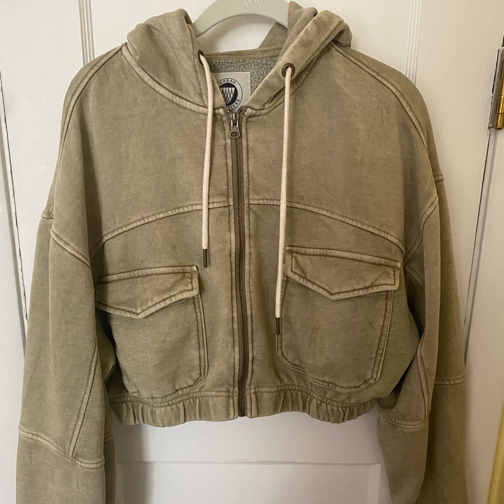 Cropped zip up hoodie